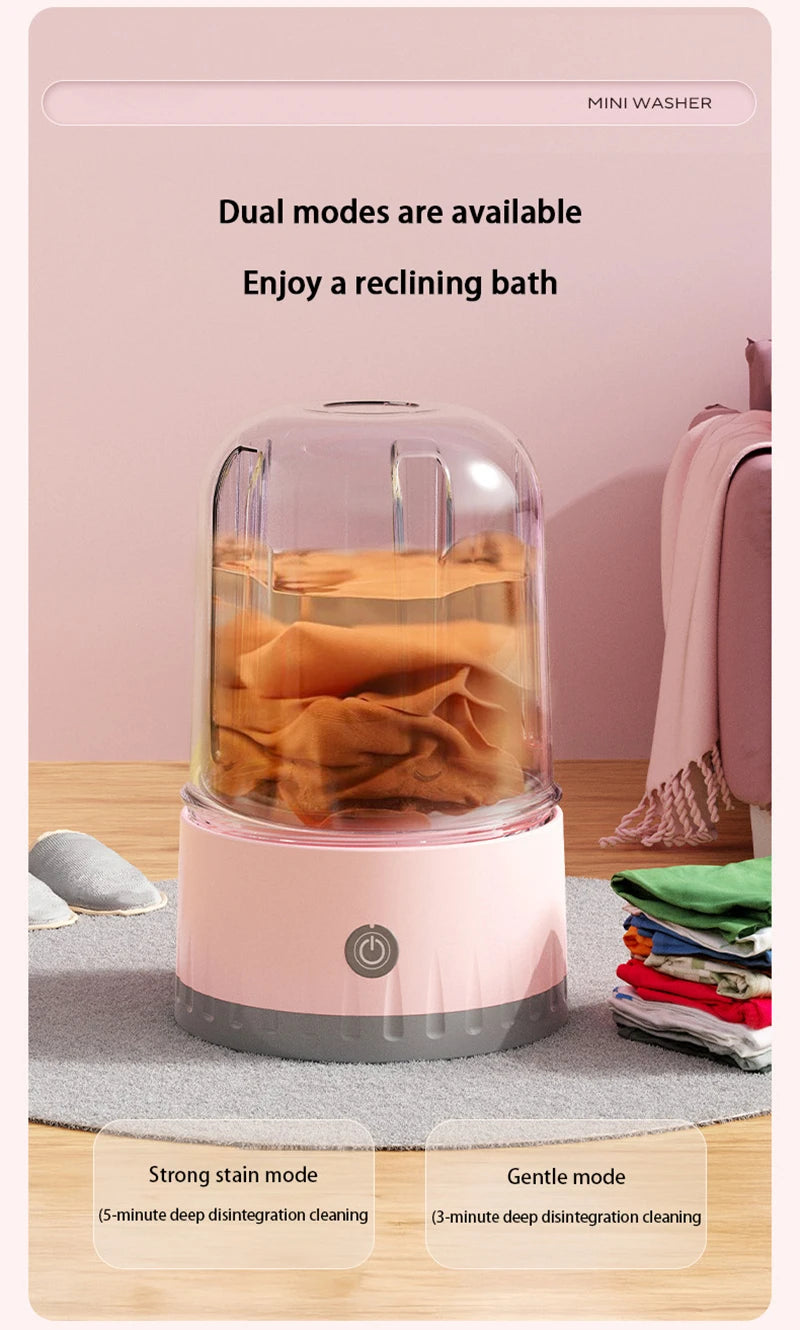 Mini Laundry Cup 1L Wireless Portable Underwear&Socks Automatic Washing Machine Rechargeable For Travel Home Dormitory