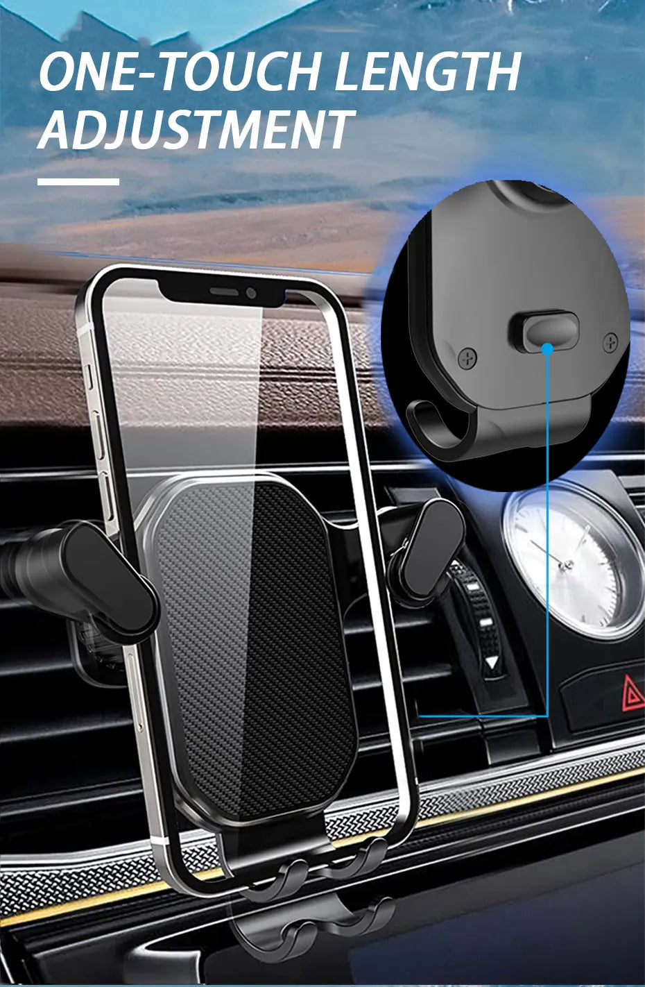Universal Air Vent Car Phone Holder Gravity Lock, 360° Adjustable Mount