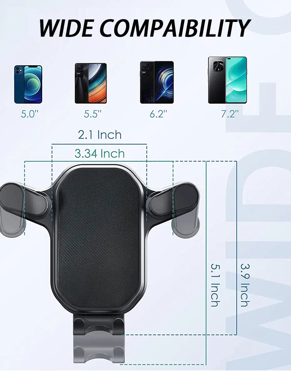 Universal Air Vent Car Phone Holder Gravity Lock, 360° Adjustable Mount