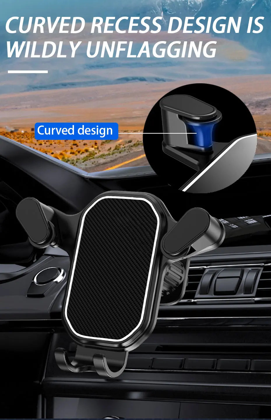 Universal Air Vent Car Phone Holder Gravity Lock, 360° Adjustable Mount