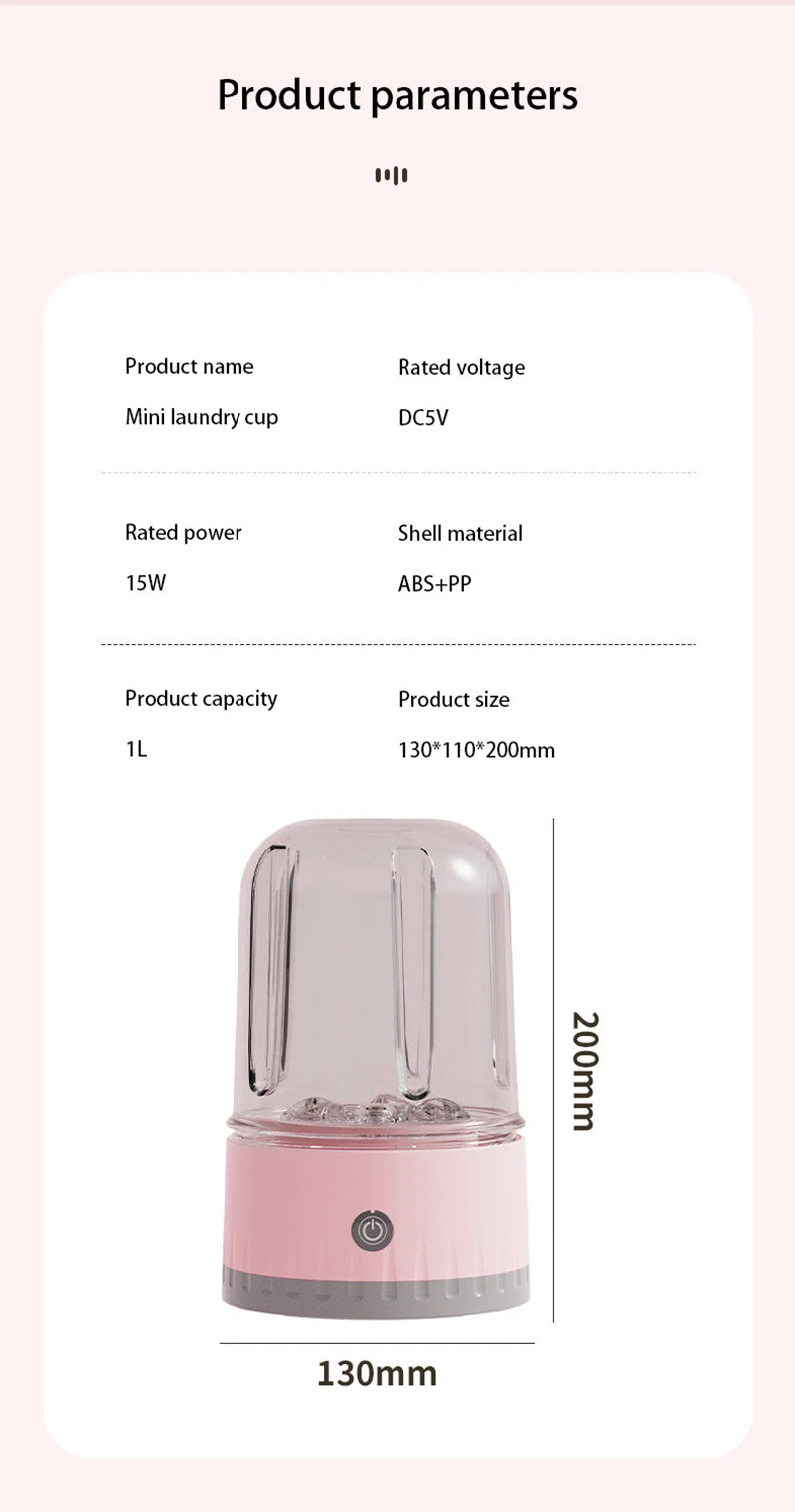Mini Laundry Cup 1L Wireless Portable Underwear&Socks Automatic Washing Machine Rechargeable For Travel Home Dormitory