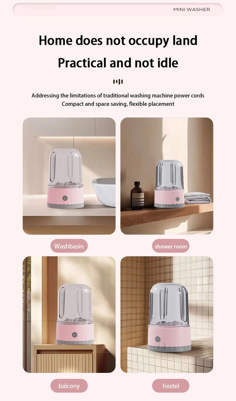 Mini Laundry Cup 1L Wireless Portable Underwear&Socks Automatic Washing Machine Rechargeable For Travel Home Dormitory