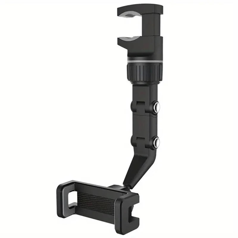 Rearview Mirror Phone Holder 360° Rotatable & Retractable Car Mount