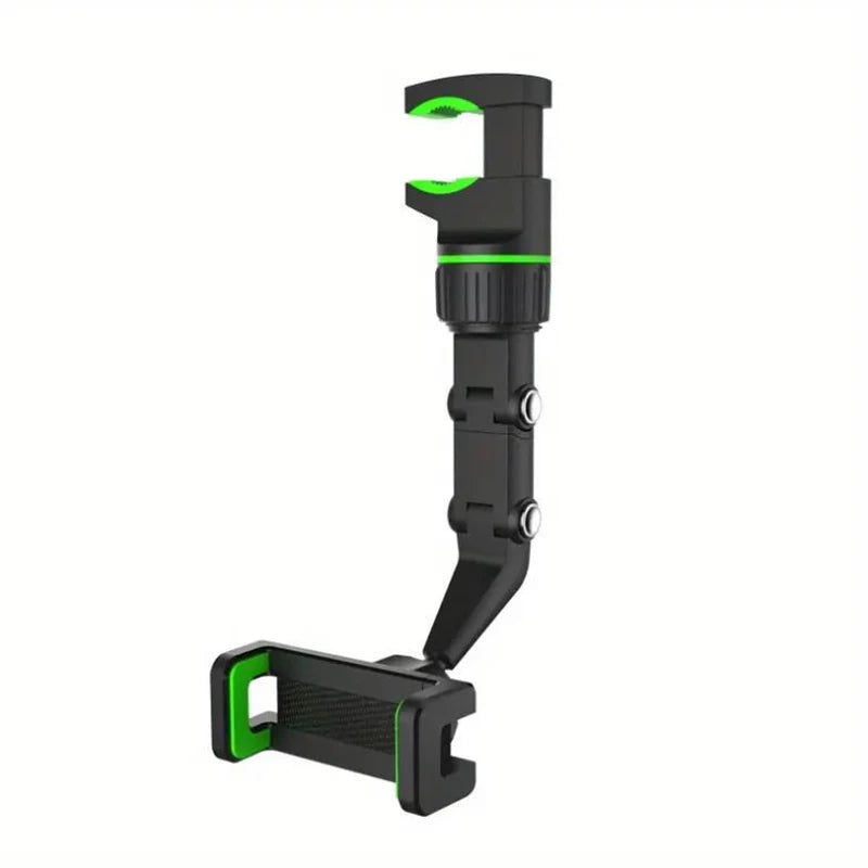 Rearview Mirror Phone Holder 360° Rotatable & Retractable Car Mount
