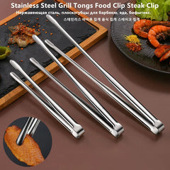 Stainless Steel Non-Slip Grill Tongs – Ideal for BBQ, Steak, and Bread