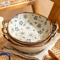 7.5inch Ceramic Salad Pasta Soup Bowl With Handle