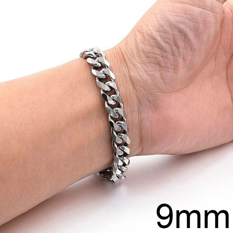 Trendy Cuban Chain Bracelet Classic Stainless Steel 3/5/7/9mm for Men & Women