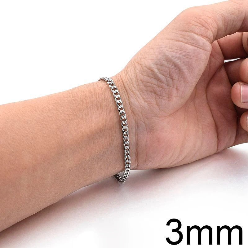 Trendy Cuban Chain Bracelet Classic Stainless Steel 3/5/7/9mm for Men & Women