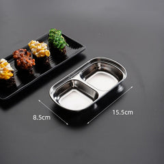 Stainless Steel Divided Dip Bowls  Sauce & Condiment Tray for Seasoning