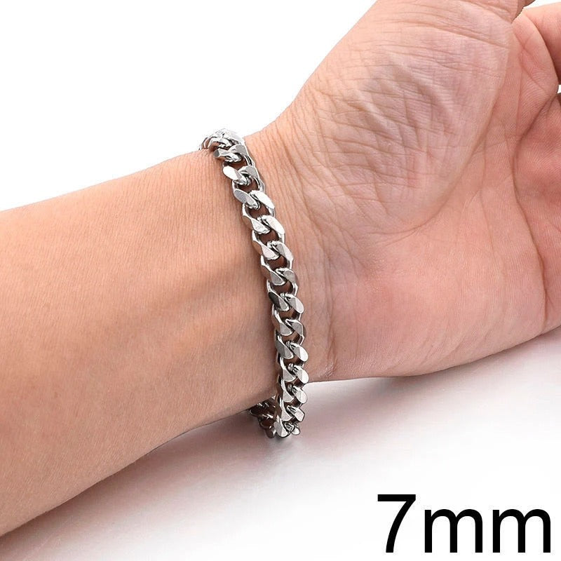 Trendy Cuban Chain Bracelet Classic Stainless Steel 3/5/7/9mm for Men & Women