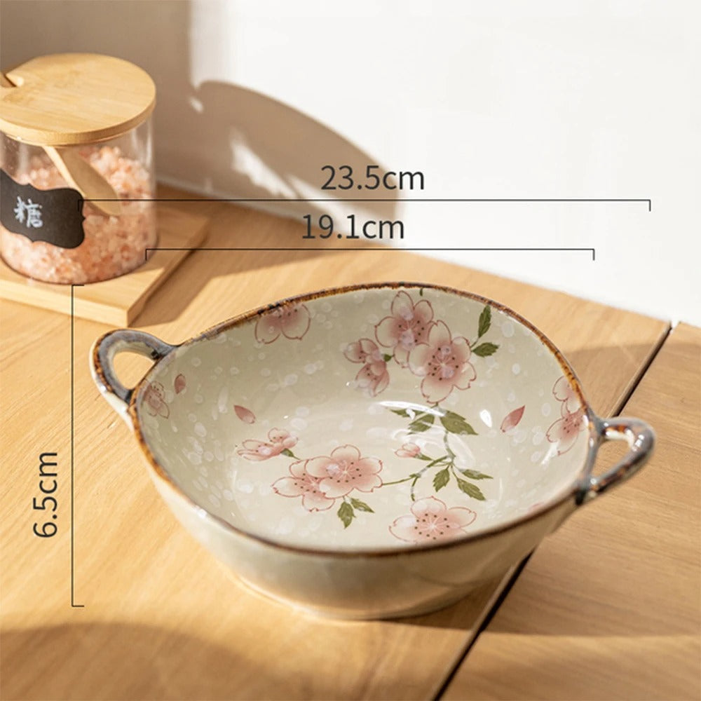 7.5inch Ceramic Salad Pasta Soup Bowl With Handle